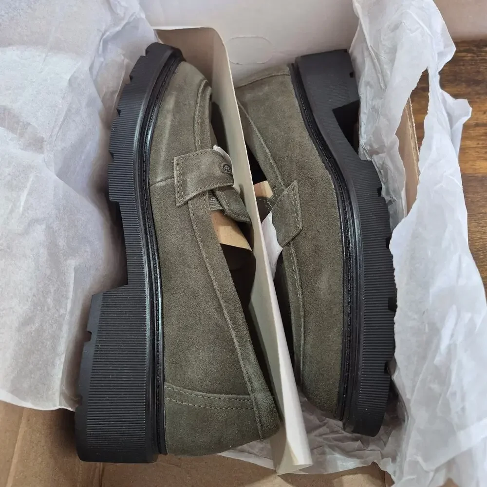 NEW Clarks Collection Lauryl Step Loafer in the Dark Olive Suede Women's size 7